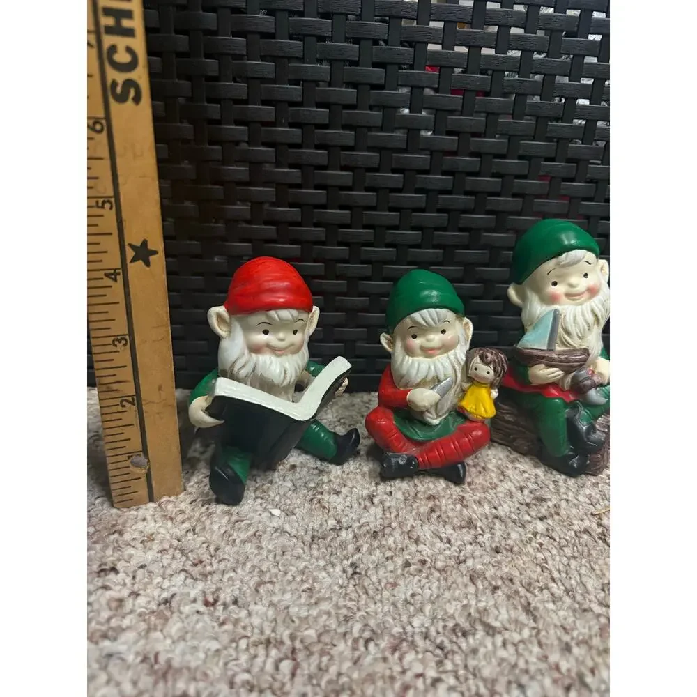 Vintage Homco Christmas Toymaker Elf Elves #5205 Ceramic Figurines Lot of 3